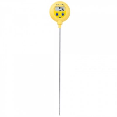 Long probe waterproof thermometer with NIST certificate and temperature memory for lab or food safety use