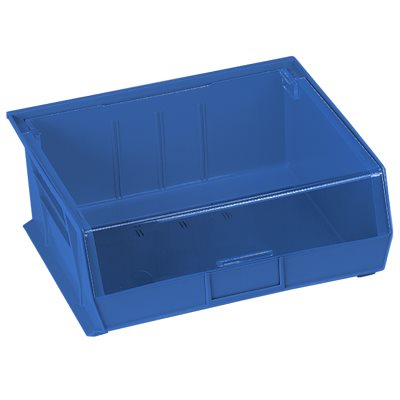 1420 Super Tough Akro Bin with clear lid, 16.5x7x15 inches, heavy-duty storage container with label slot and reinforced sides