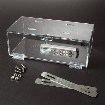 Shallow refrigerator box with keyless digital lock for compact medication storage in small refrigerators