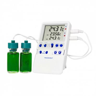 Hi-accuracy refrigerator thermometer with dual glycol probes and Traceable® certificate