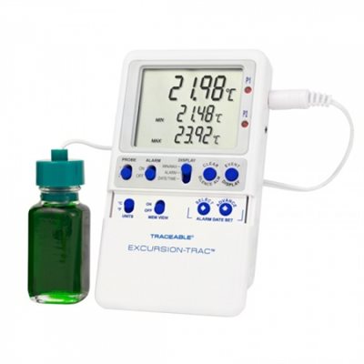 Traceable Excursion-Trac thermometer with datalogging, 1 glycol probe, and USB export for vaccine storage