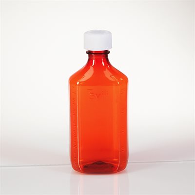 Buy AMBER PLASTIC OVAL MEDICINE BOTTLE 8 OZ. 100 / CS