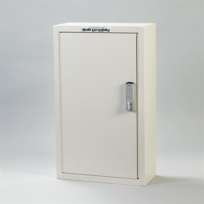 Two-door narcotic cabinet with keyless digital lock and audit trail for secure medication storage
