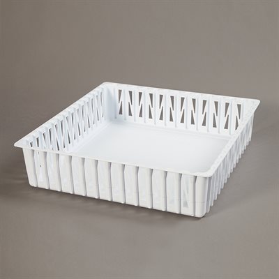 Large vented refrigerator tray for medical storage with improved airflow and 21x5x20 inch dimensions