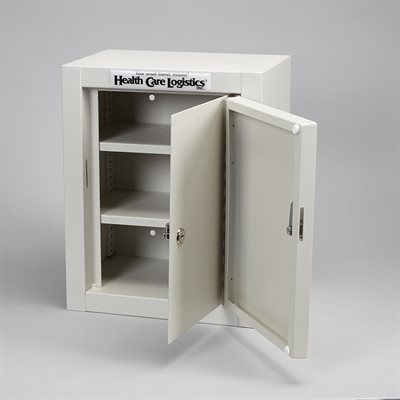Heavy-duty double-lock narcotic cabinet with two doors and adjustable shelves for secure medication storage