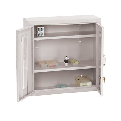Heavy-duty 30x30x12 inch medical storage cabinet with acrylic doors and key lock system