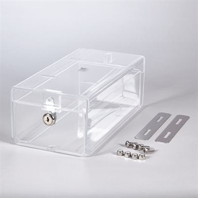 Compact acrylic refrigerator lock box with single key lock and clear front drawer