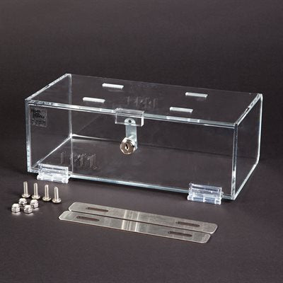 Shallow refrigerator lock box with key lock for compact medical storage in small fridges