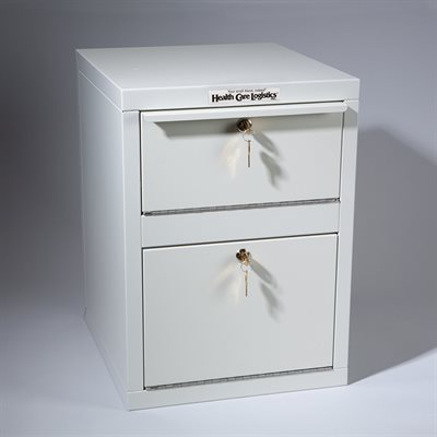 Steel security drop box with dual locks and 12-inch deposit slot for clinics and pharmacies