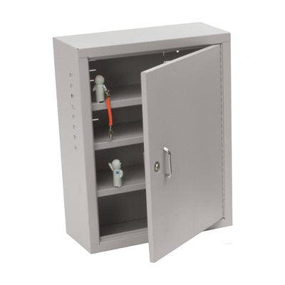 Steel narcotic cabinet with 1 lock, 1 door, adjustable shelves and 24x30x10 inch dimensions