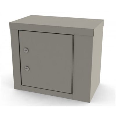 Gray narcotic cabinet with dual locks and compact 14x12x8 inch double-wall steel construction
