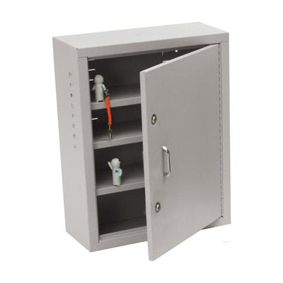 Single-door narcotic cabinet with dual locks and 24x30x10 inch heavy-duty steel frame
