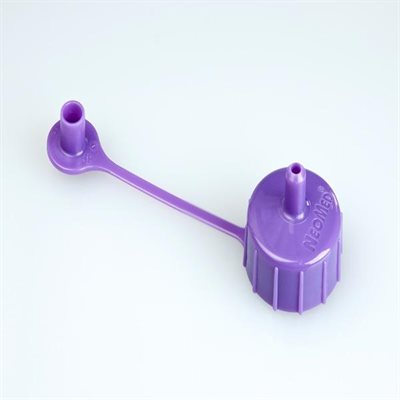 Purple 22mm pharmacy bottle cap compatible with ENFit syringe, 25 pack