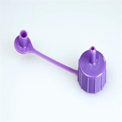 Purple 24mm pharmacy bottle cap compatible with ENFit syringe, 25 pack
