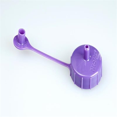Purple 28mm pharmacy bottle cap compatible with ENFit syringe, 25 pack