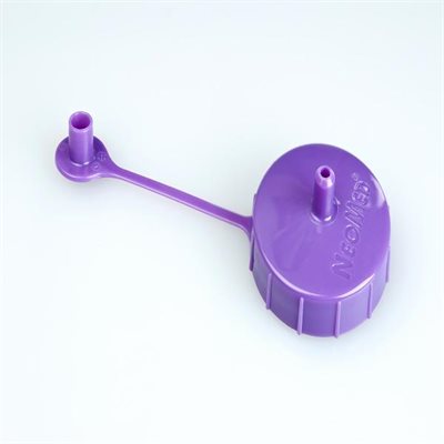 Purple 38mm pharmacy bottle cap compatible with ENFit syringe, 25 pack