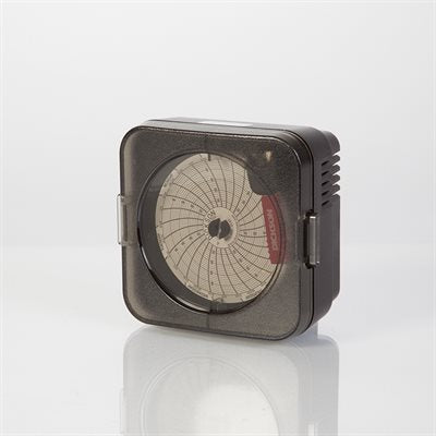 Compact Temperature Recorder Kit with 4°F to 50°F range, includes recording pen and 7-day charts, 3.5 inch wide device for cold storage monitoring