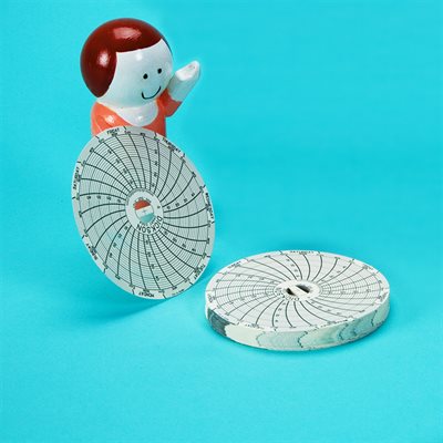 Pack of 60 replacement recording charts for temperature recorder model 8258, 7-day cycle, 3 inch diameter, Celsius reading