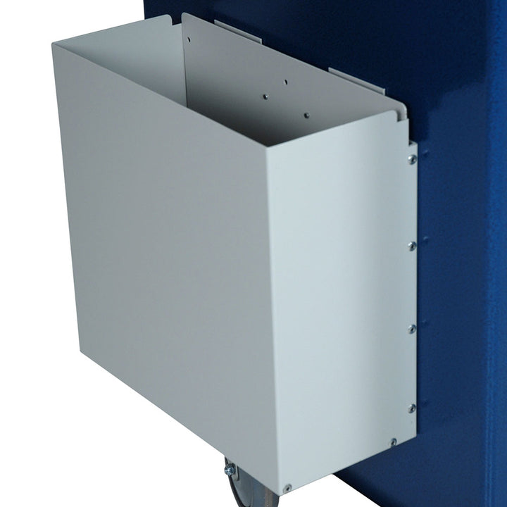 Mounted aluminum 4 gallon waste container in sand color for medical carts