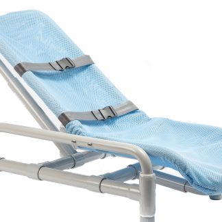 Contour Supreme Reclining Bath Chair in reclined position with ComfortMesh
