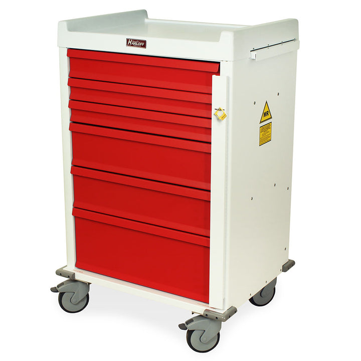 Harloff MR6B MR-Conditional aluminum emergency cart for MRI suites in red