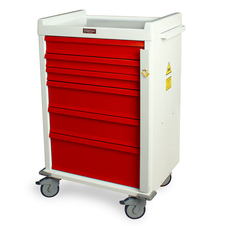 Harloff MR6B MRI compatible emergency cart with six drawers in red finish