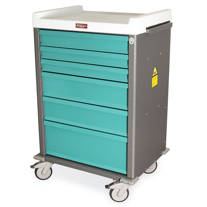 MRI safe aluminum anesthesia cart with multiple drawers and locking system