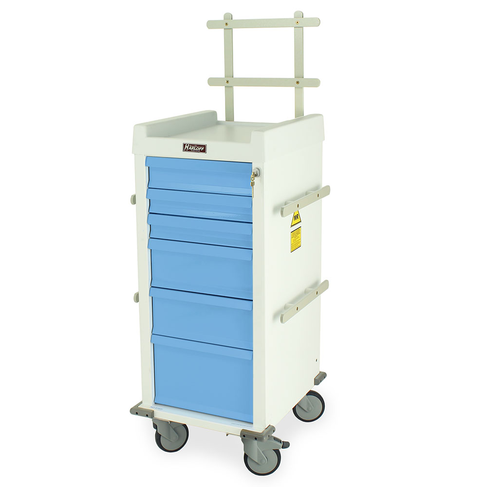 Aluminum Narrow Non-Magnetic MRI Cart with Anesthesia Accessory Package