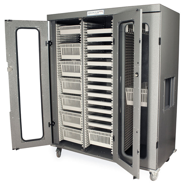 Full cystoscopy storage kit installed in triple column MedStor Max cabinet