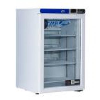 Undercounter freestanding medical refrigerator with glass door and digital temperature controller for clinical and lab storage