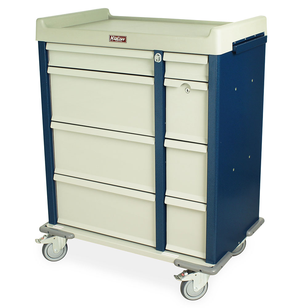 Aluminum punch card medication cart for senior care facilities with 600 capacity