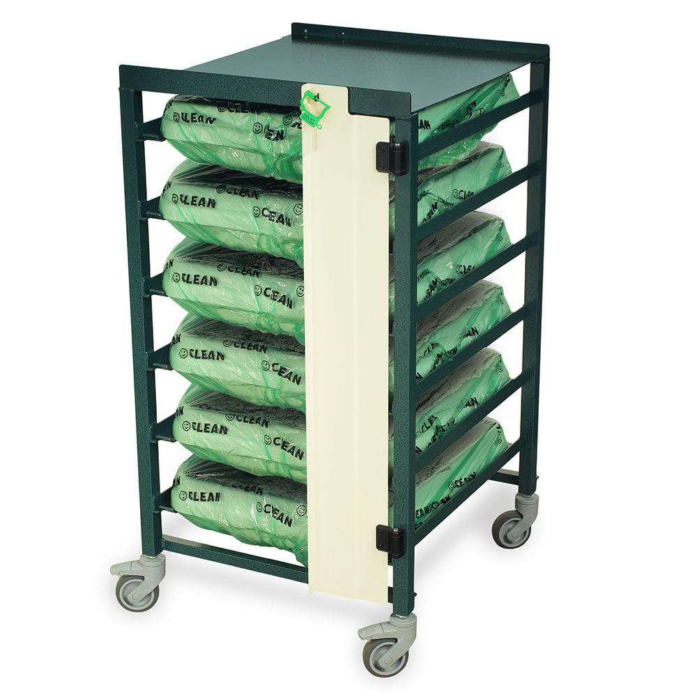 Scope transit cart with green breakaway locking bar