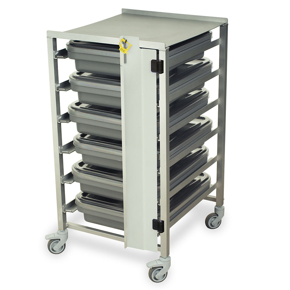 Silver scope transit cart featuring breakaway seal bar