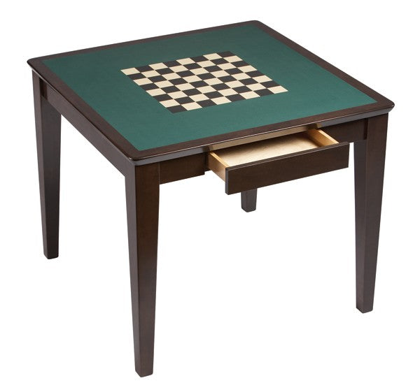 Table de jeux carrée avec tiroir : prête pour une soirée de jeu (rangement inclus)