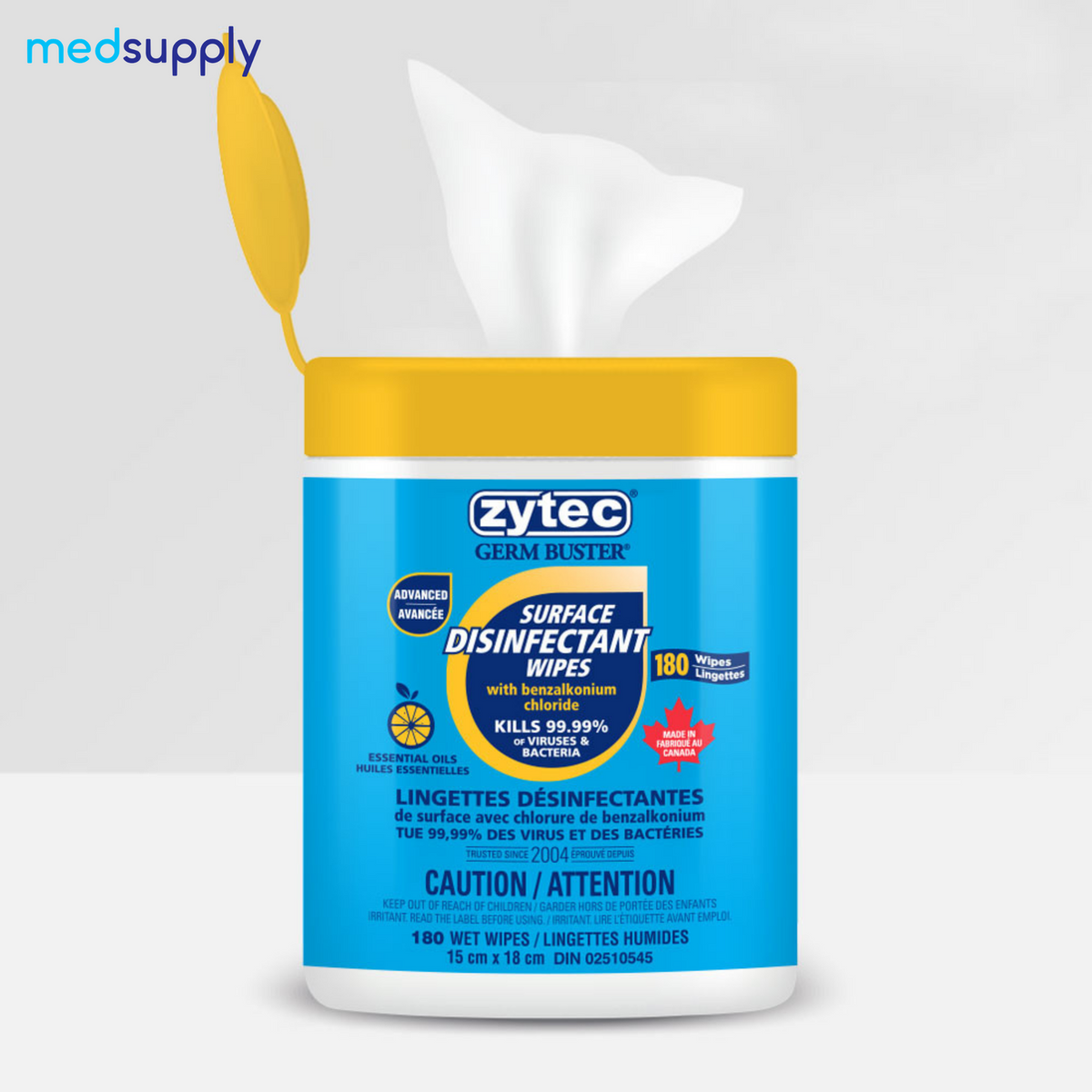 Powerful Clean, Big Value Zytec Disinfecting Wipes (180 Count) Med