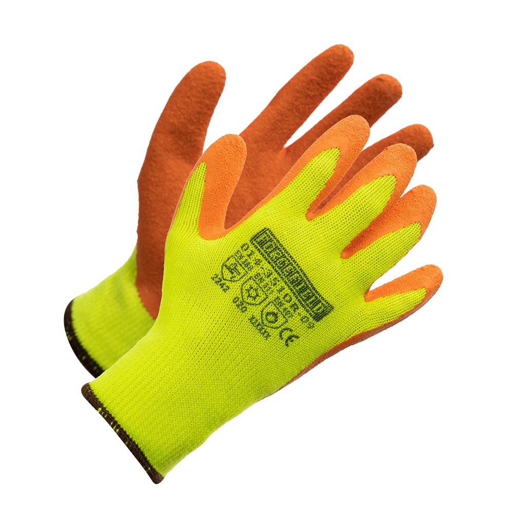 Gants de travail ForceField Hi Vis Light en tricot isolé, paume enduite de latex froissé orange