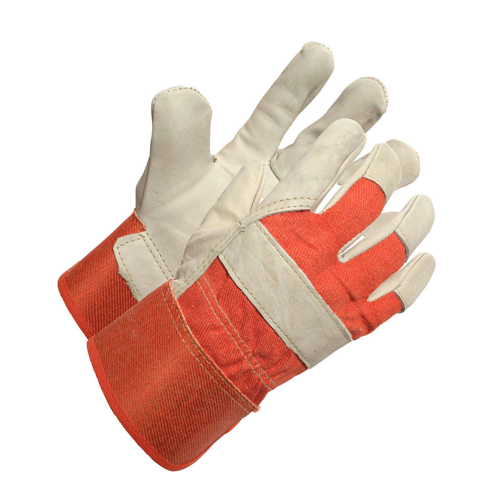 ForceField Ladies Cow Grain Work Glove with Rubberized Cuff