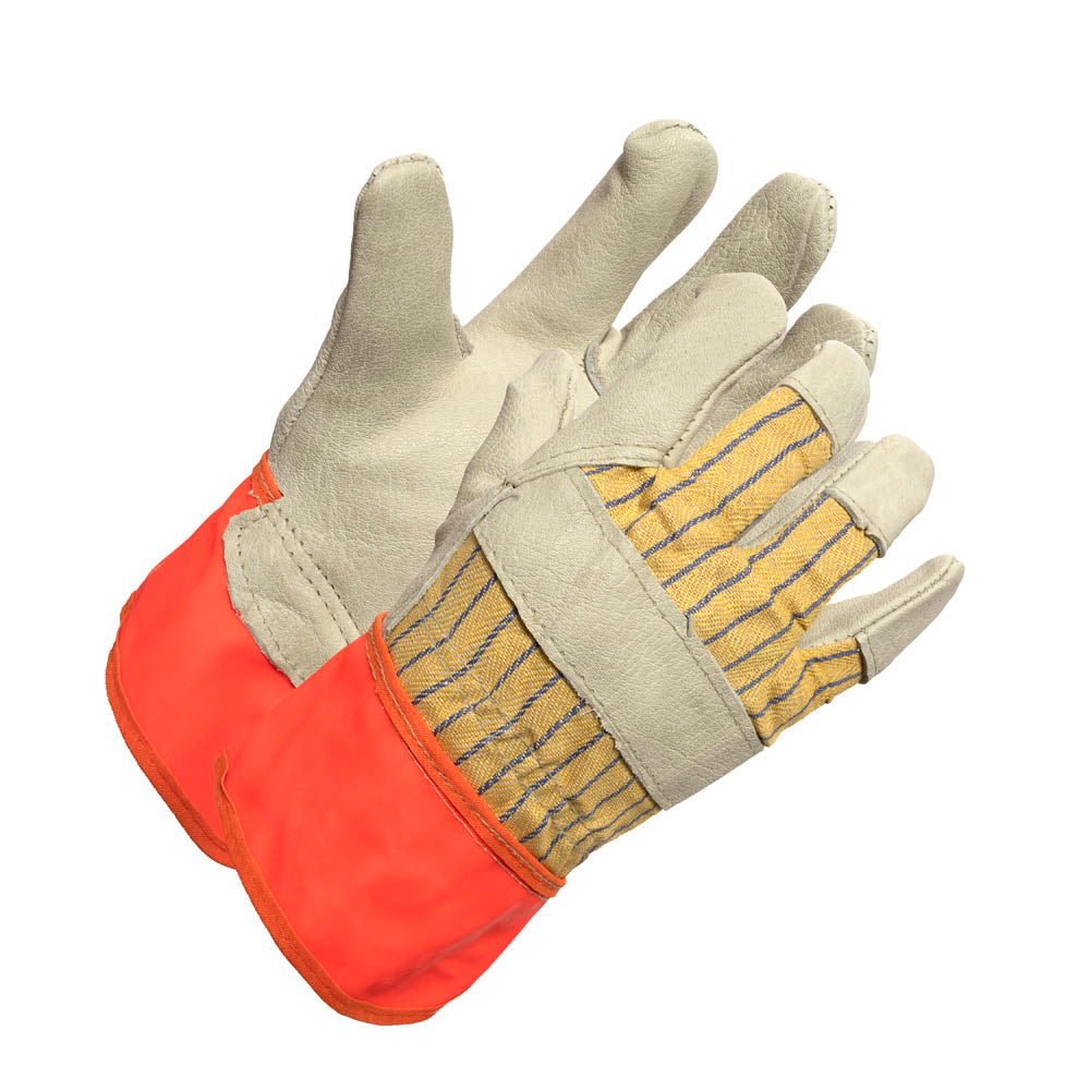 ForceField Women's Grain Cowhide Fluorescent Cuff Work Glove