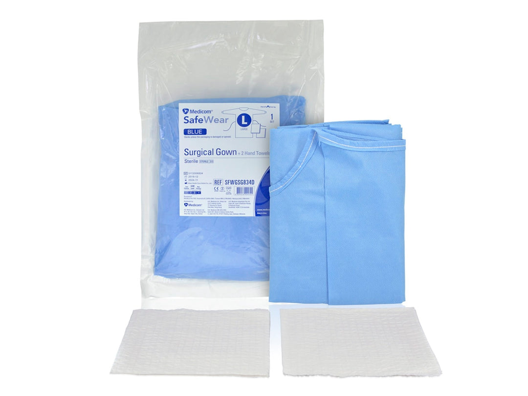 Bata de aislamiento AssureWear VersaGown SMS con tecnología Flexneck™, puños extendidos, color amarillo, AAMI, nivel 2, grande