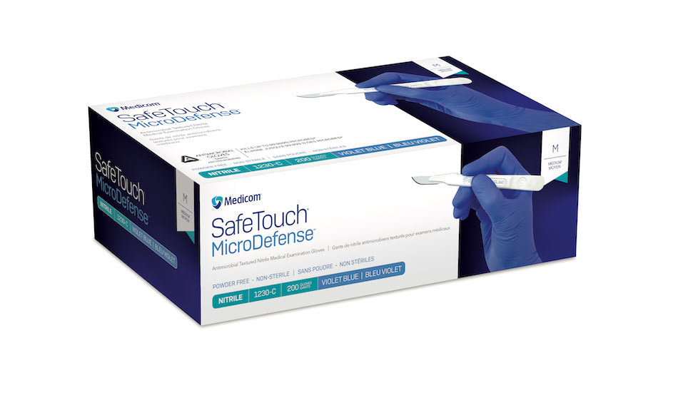 Medicom SafeTouch MicroDefense Nitrile Antimicrobial Glove Power Free