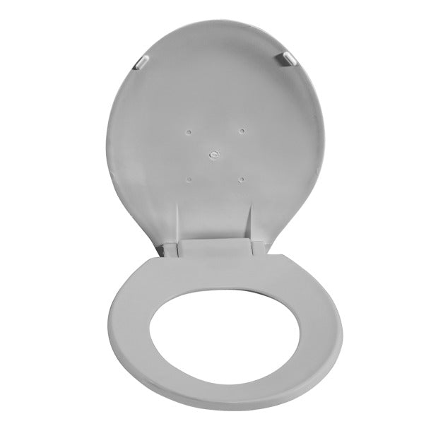 Round Toilet Seat with Lid (14 ½" Seat Depth) - durable grey toilet seat with lid, 14.5 inch depth, standard round fit, 1 per box