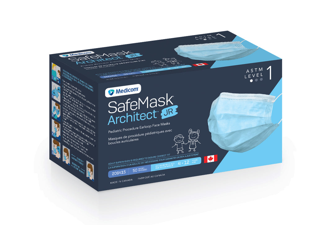 Mascarillas faciales pediátricas con lazo para las orejas SafeMask Architect Jr