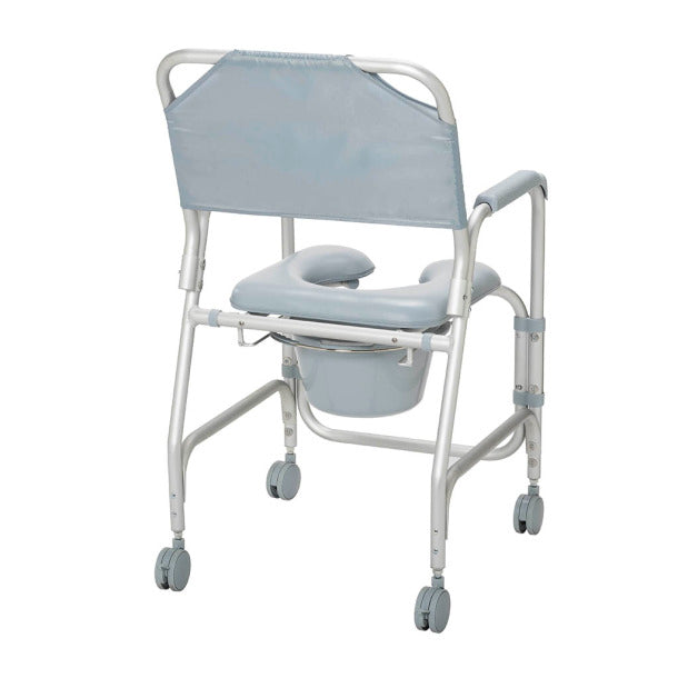 chaise de douche et commode en aluminium avec roulettes