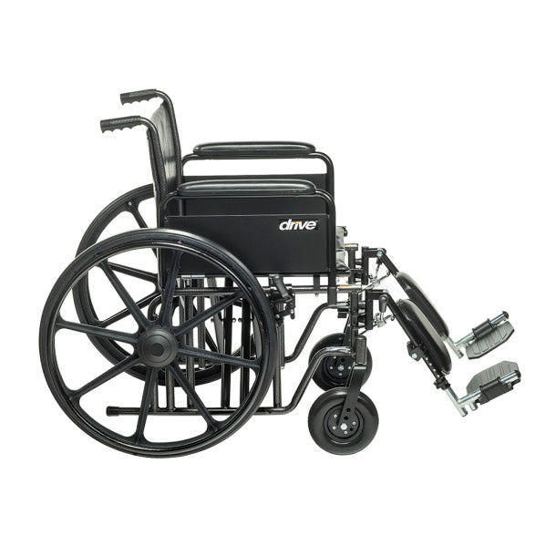 Side view of the Bariatric Sentra EC Wheelchair showing adjustable elevating leg rests and reinforced frame designed for bariatric users