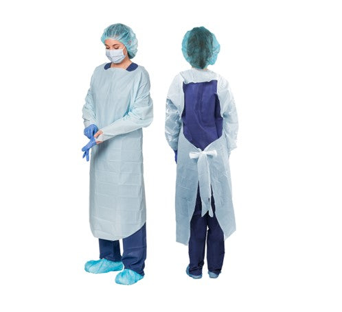 Precept Blue Film Isolation Gown: Size: X-Large, 49" x 44", 15/Box