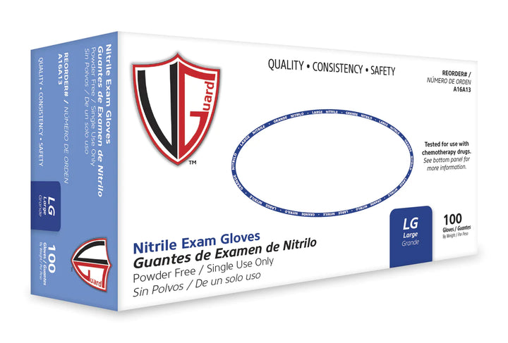Gant d'examen chimio en nitrile VGuard 5 Mil - Sans poudre, surface texturée