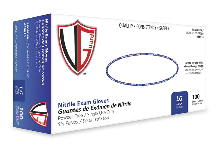 Gant d'examen chimio en nitrile VGuard 4 mil - Sans poudre, sans latex
