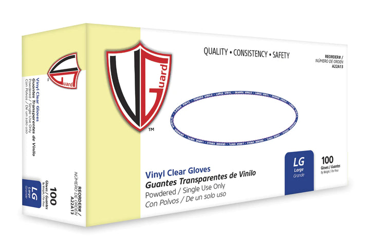Gants industriels poudrés en vinyle VGuard 3 Mil - Paquet de 100