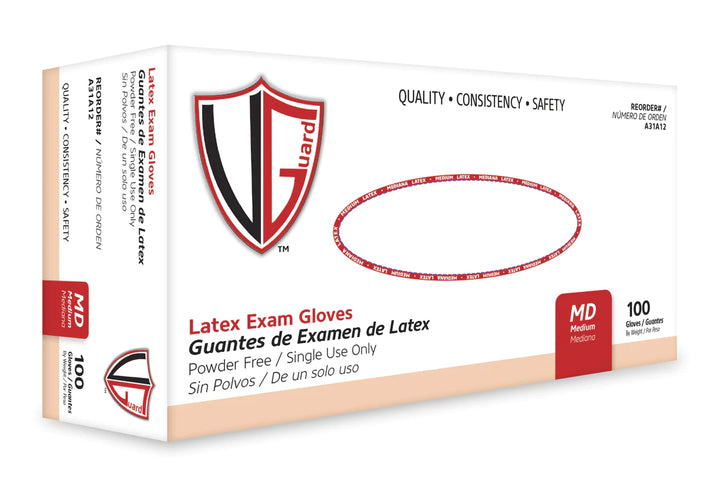 Gants d'examen en latex VGuard 5,5 Mil - Protection et confort supérieurs