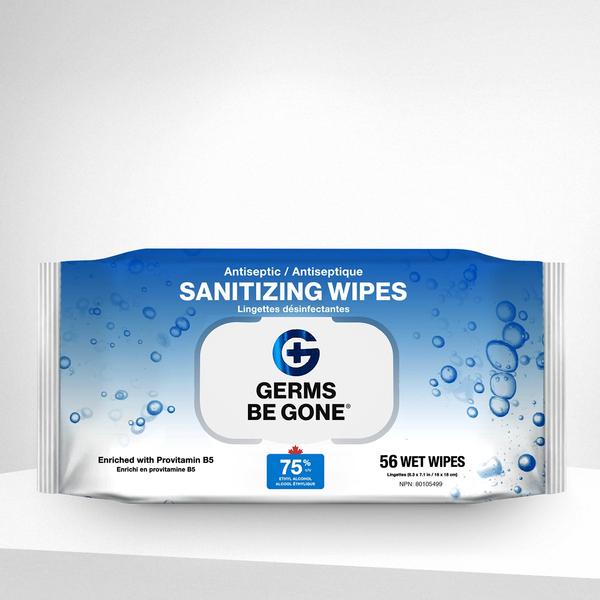 Germs Be Gone Antiseptic Sanitizing Wipes - 56 Count/Pack